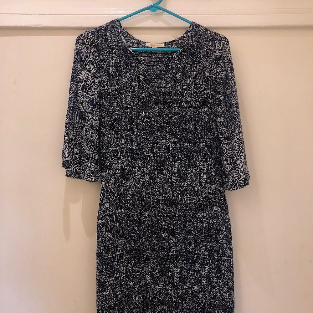 Ella Moss Blue And White Bell Sleeve Dress Size Small